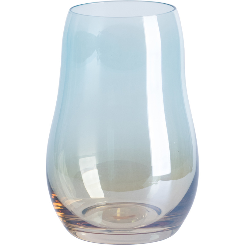 INS Style Heat-Resistant Short Stout Glass Cup Creative Thickening Breakfast Cup Household Minimalist Milk Cup Transparent Cloud Water Cup