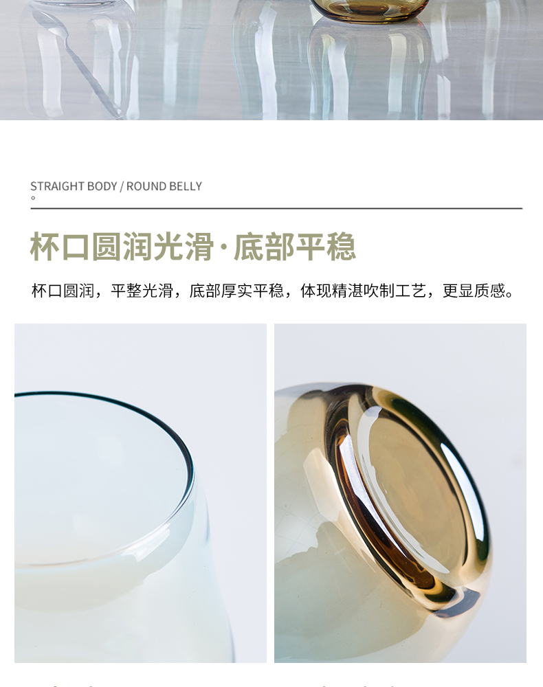 INS Style Heat-Resistant Short Stout Glass Cup Creative Thickening Breakfast Cup Household Minimalist Milk Cup Transparent Cloud Water Cup