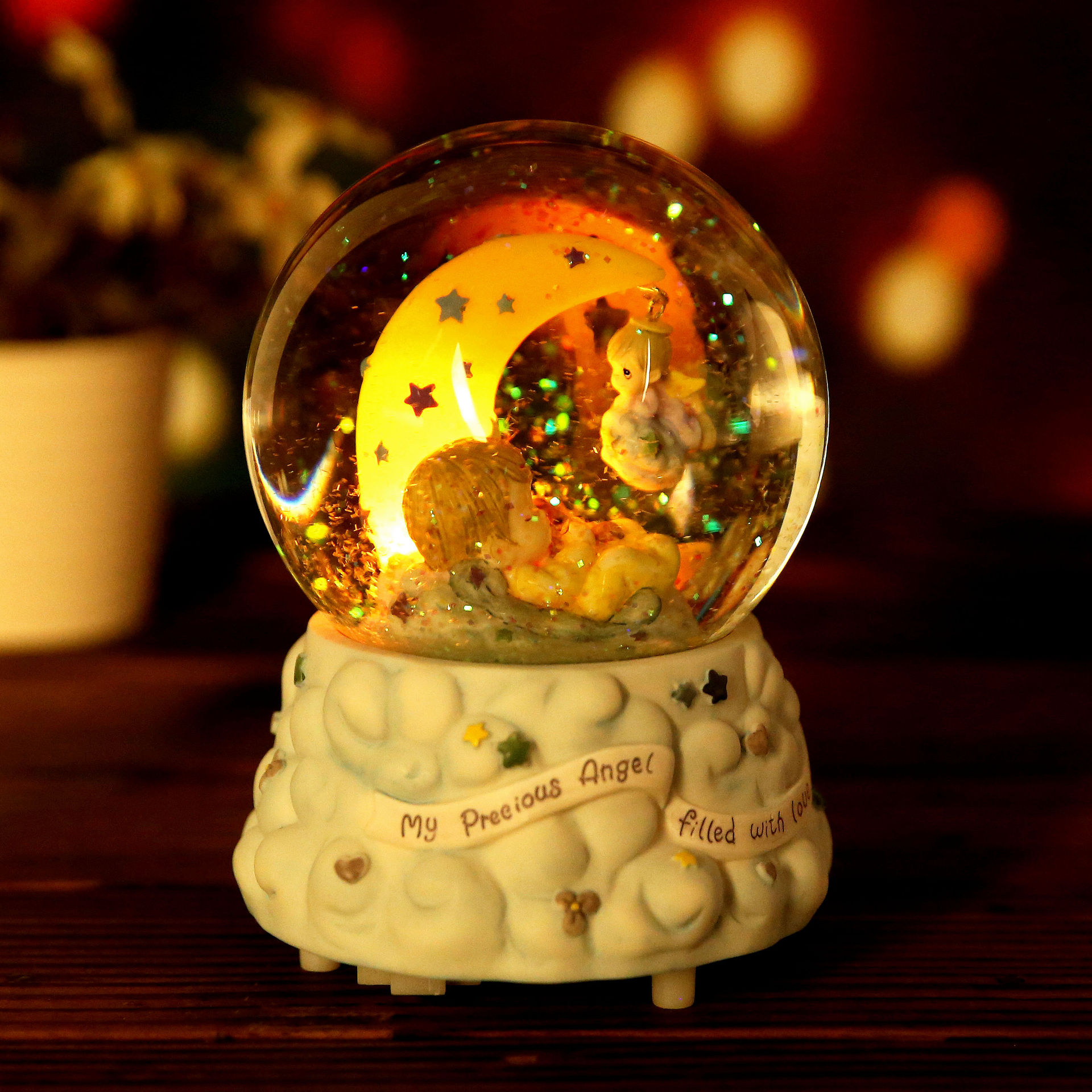 Luminous Crystal Ball-Music Box Music Box Birthday Girls Children&#039;s Day Christmas Gift Resin Crafts