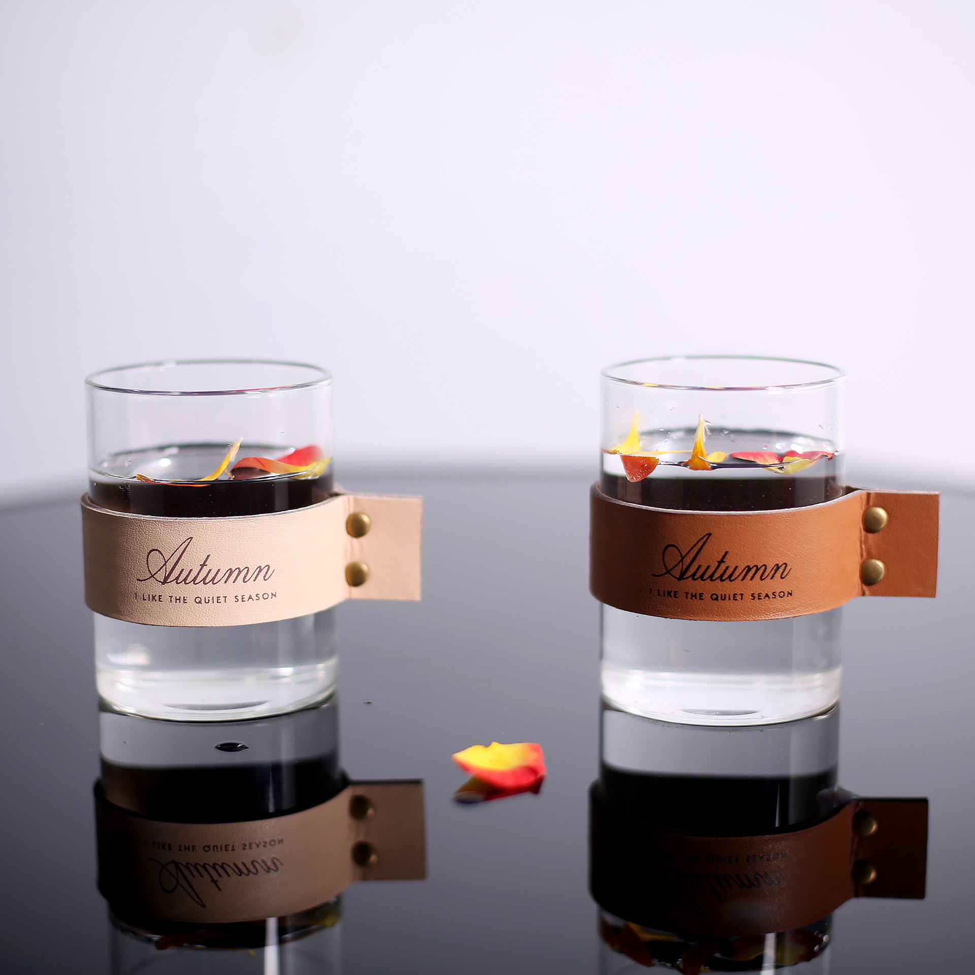 37 Degrees Original Nordic Style Leather Glass Water Cup Creative Scented Tea Glass Cup Fresh Cup
