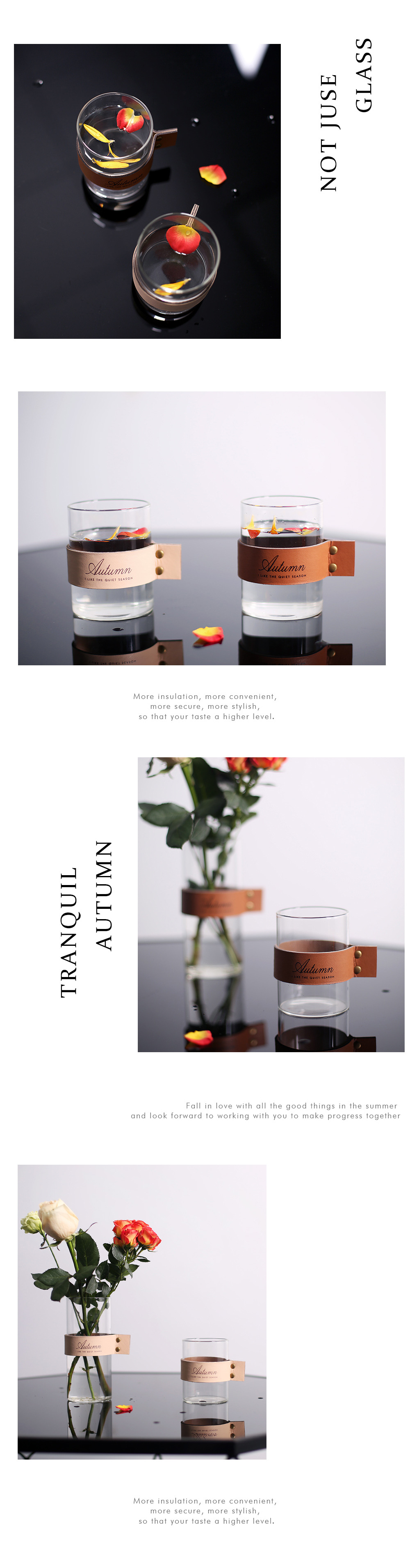 37 Degrees Original Nordic Style Leather Glass Water Cup Creative Scented Tea Glass Cup Fresh Cup