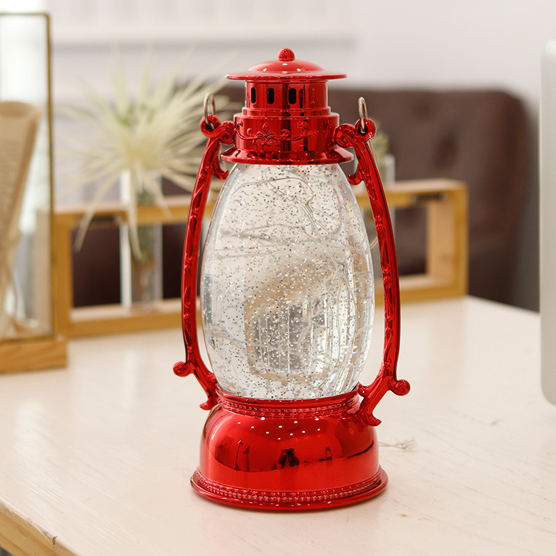 Glowing Night Lights Crystal Ball Floating Snowflake Barn Lantern Desktop Decoration Creative Children Bedside Lamp Crafts Power Light