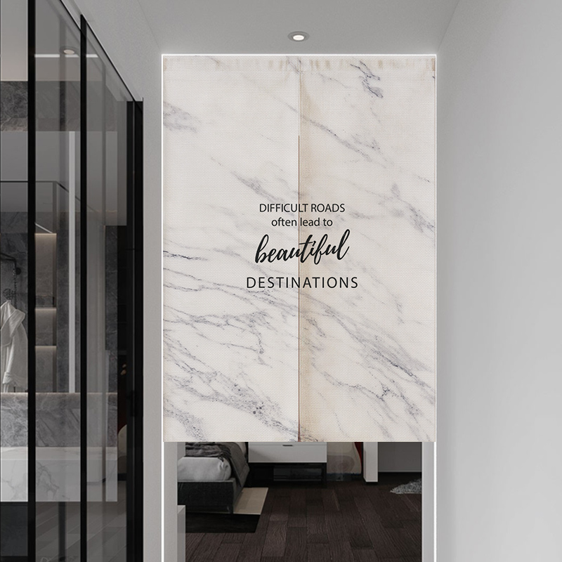 INS Style Marble Texture Home Bedroom Fitting Toilet Partition Curtain Thick Fabric Kitchen Door Curtain Customization