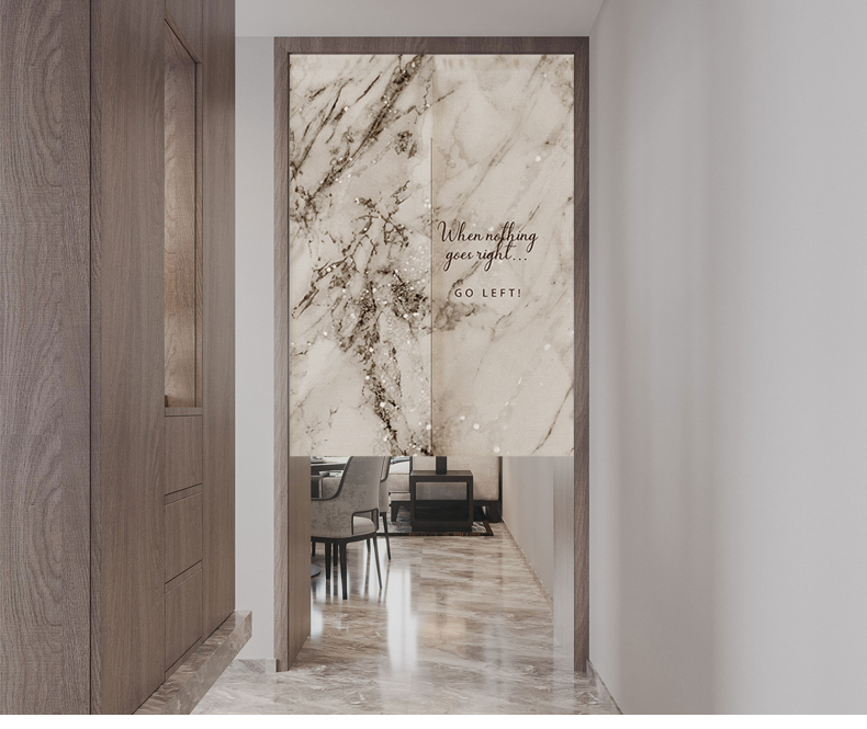 INS Style Marble Texture Home Bedroom Fitting Toilet Partition Curtain Thick Fabric Kitchen Door Curtain Customization