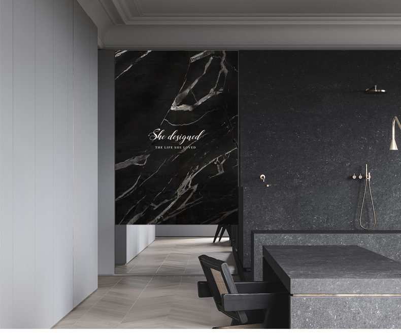 INS Style Marble Texture Home Bedroom Fitting Toilet Partition Curtain Thick Fabric Kitchen Door Curtain Customization