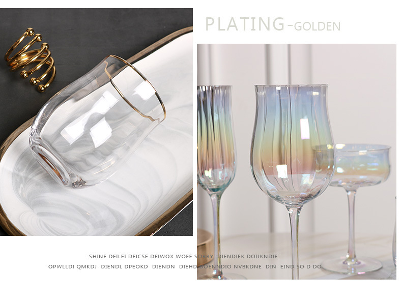 Valentine's Day Gift Wholesale Red Wine Glass Vertical Rib Pattern Cocktail Glass Ins Style Colorful Tulip Glass Cup Set