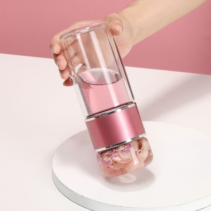 Tea Water Separation Tea Cup Double Layer Thickened Heat Insulation Glass Cup Creative Portable Water Cup Large Capacity Micro Insulated Mug