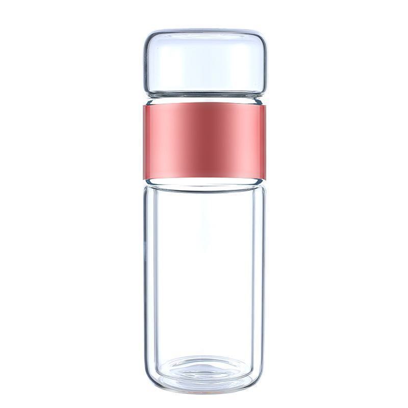 Tea Water Separation Tea Cup Double Layer Thickened Heat Insulation Glass Cup Creative Portable Water Cup Large Capacity Micro Insulated Mug