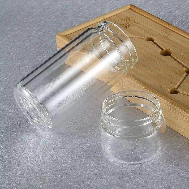 Tea Water Separation Tea Cup Double Layer Thickened Heat Insulation Glass Cup Creative Portable Water Cup Large Capacity Micro Insulated Mug