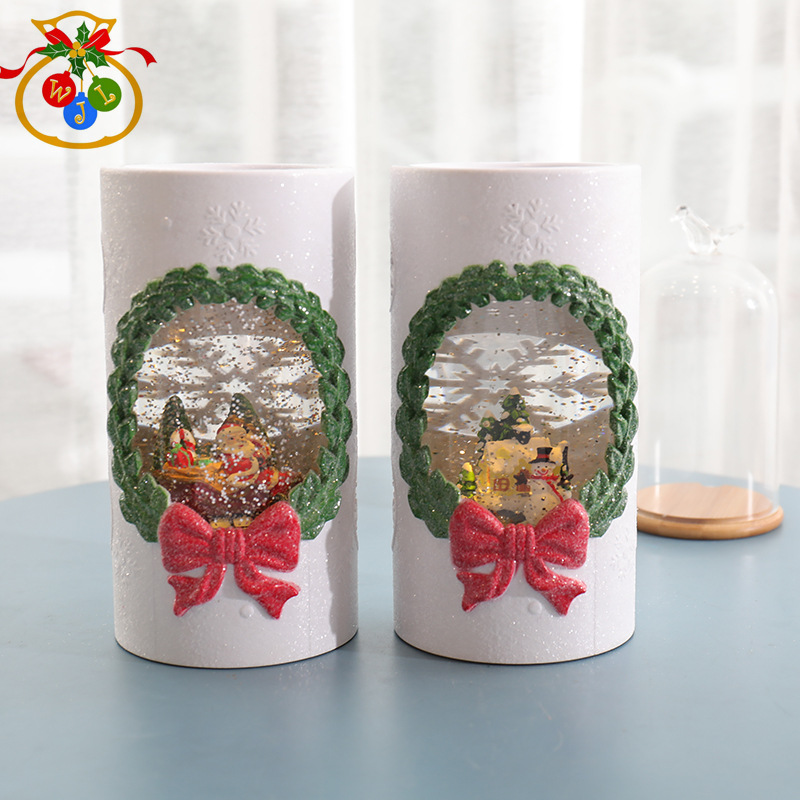 Cylindrical Wax Crafts Night Light Warm Home Novel Gift Crystal Candle Christmas Gift