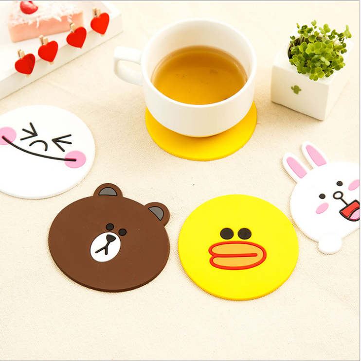 Creative cartoon silicone heat insulation pad dressy circular cup cushion