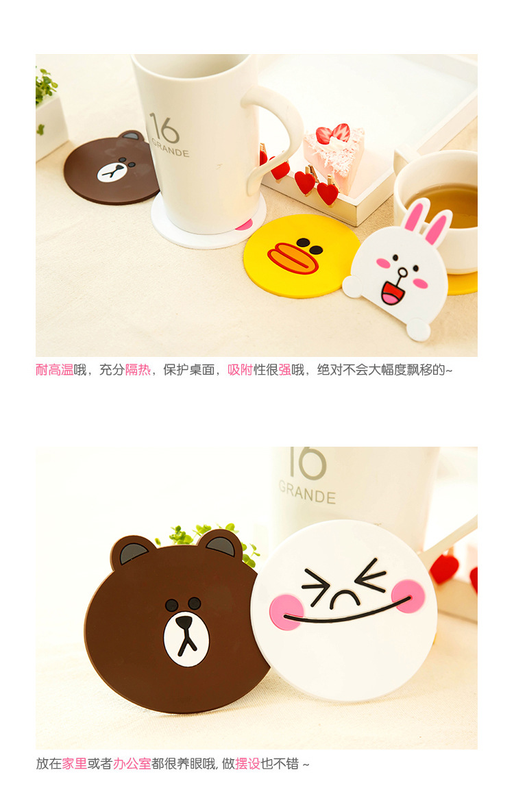 Creative cartoon silicone heat insulation pad dressy circular cup cushion
