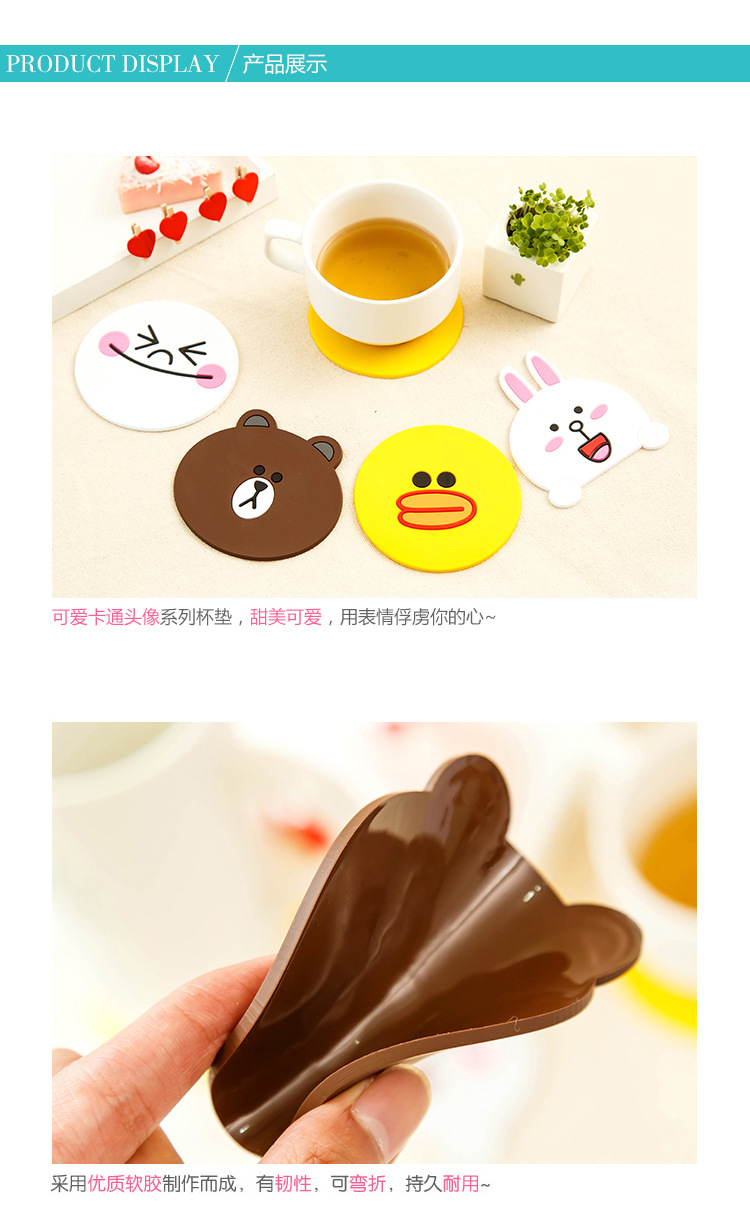 Creative cartoon silicone heat insulation pad dressy circular cup cushion