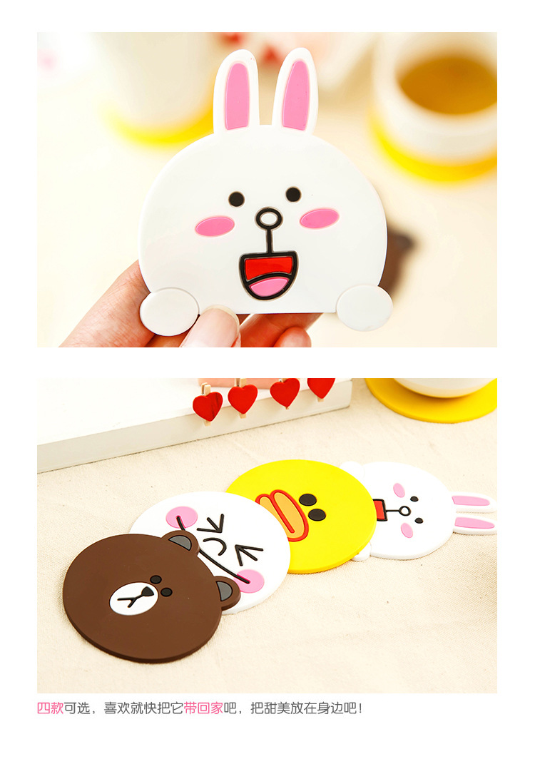 Creative cartoon silicone heat insulation pad dressy circular cup cushion
