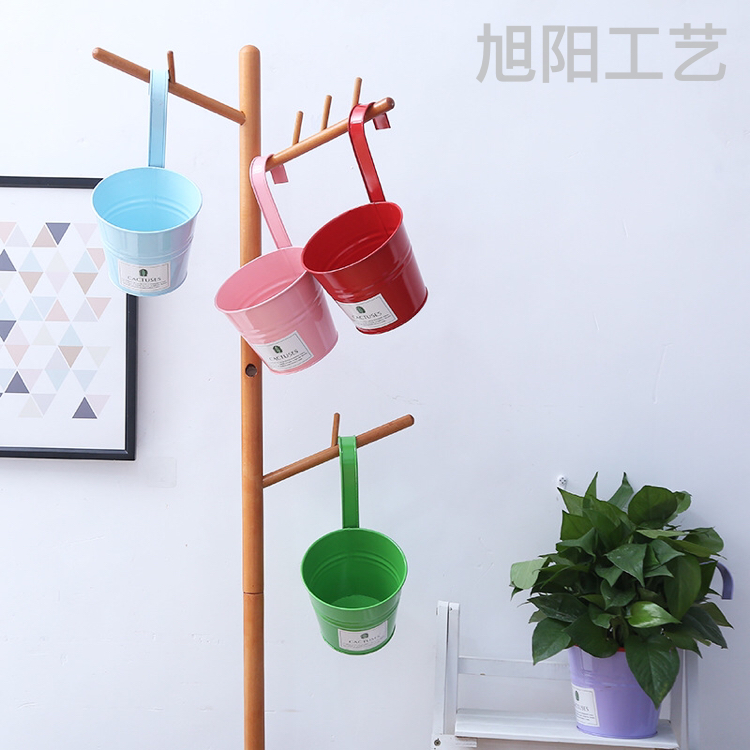 Large Wall-Hung Basin Removable Hook Flower Pot Iron Leather Art Hanging Pots Hanging Hanging Succulent Color Decorative Wall Hangings Flower Pot