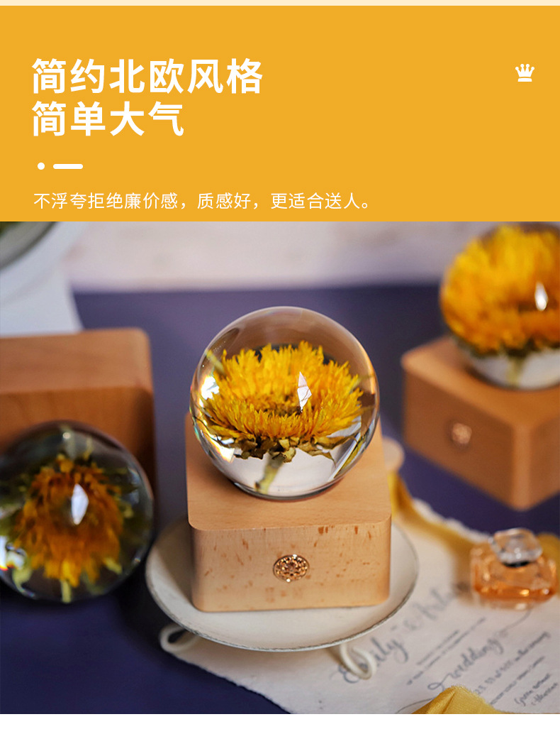 Resin crafts  Specimen Wholesale Creative Crystal Ball Christmas Birthday Decorative Gift Small Night Lamp