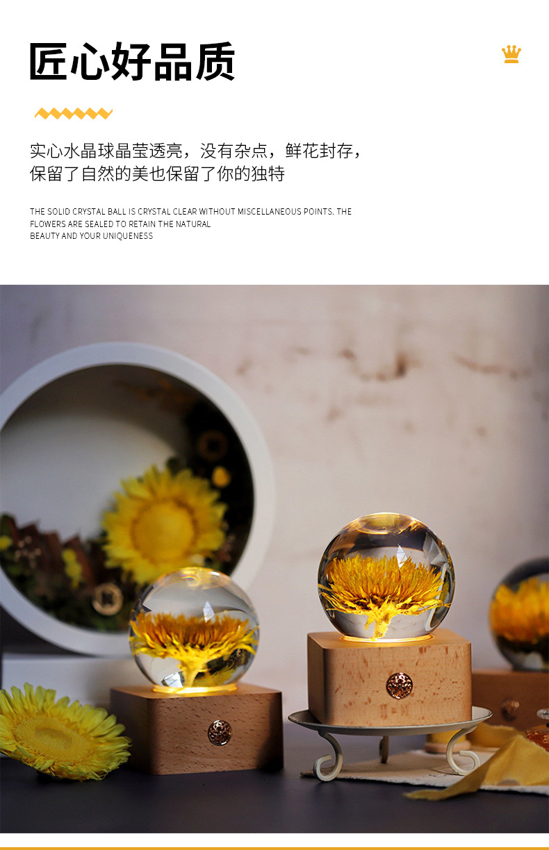 Resin crafts  Specimen Wholesale Creative Crystal Ball Christmas Birthday Decorative Gift Small Night Lamp