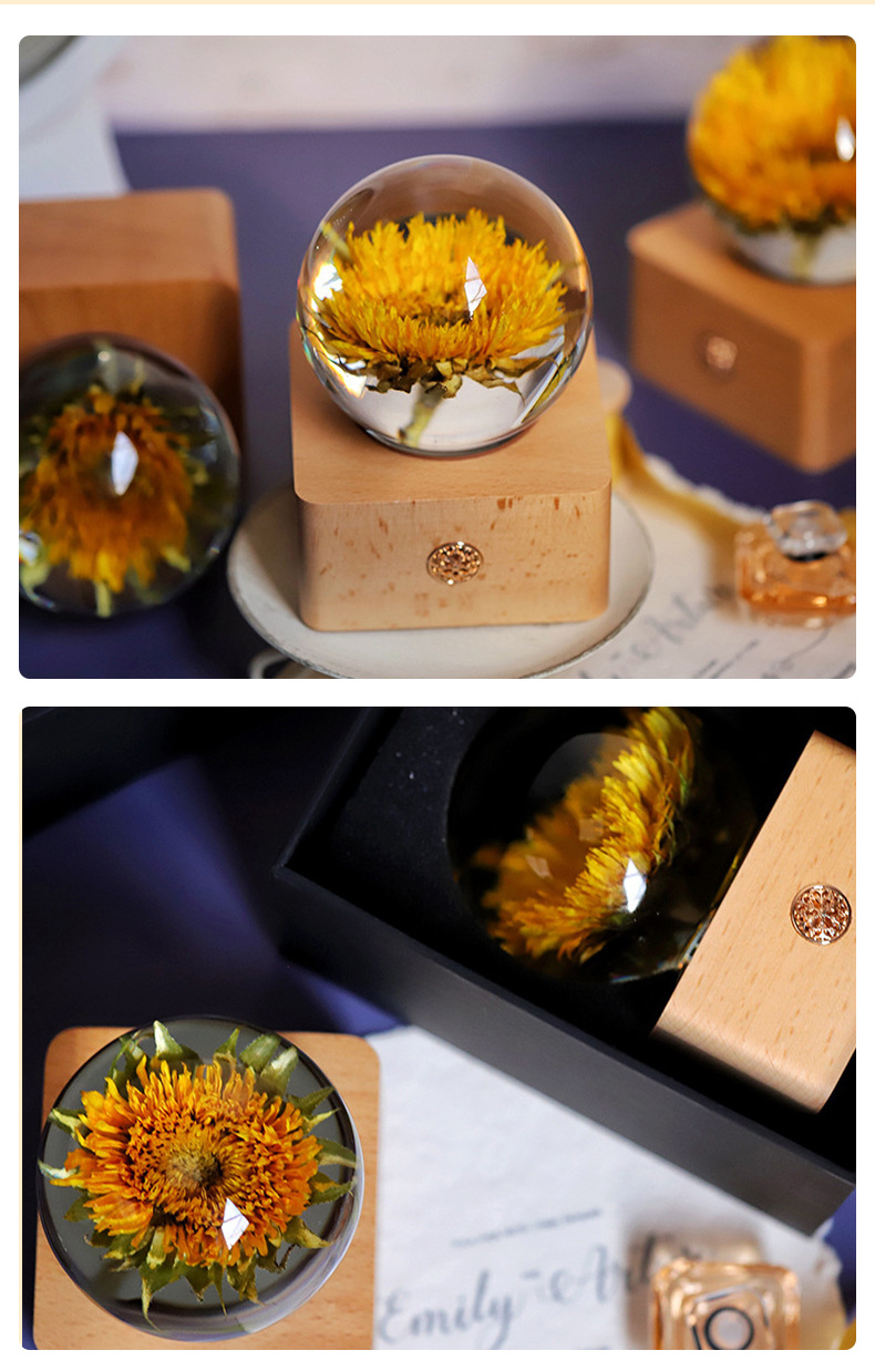Resin crafts  Specimen Wholesale Creative Crystal Ball Christmas Birthday Decorative Gift Small Night Lamp