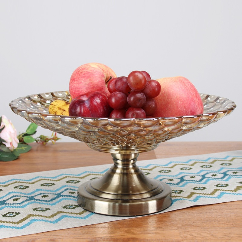 European luxury glass fruit bowl crystal glass crafts creative home living room dining room KTV large fruit bowl