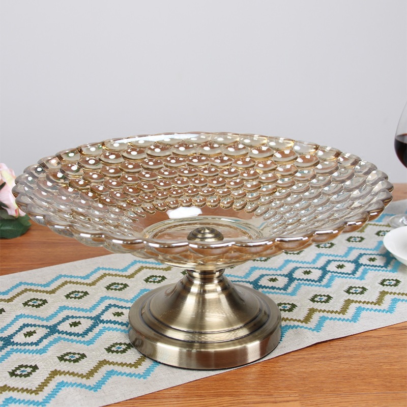 European luxury glass fruit bowl crystal glass crafts creative home living room dining room KTV large fruit bowl