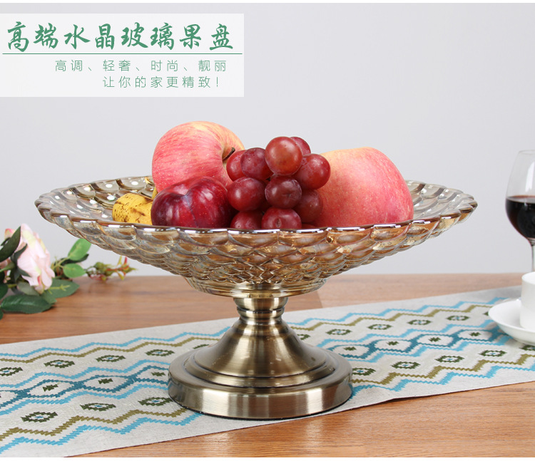 European luxury glass fruit bowl crystal glass crafts creative home living room dining room KTV large fruit bowl European luxury glass fruit bowl crystal glass crafts creative home living room dining room KTV large fruit bowl