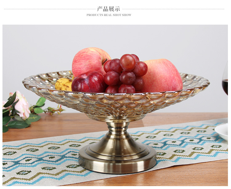 European luxury glass fruit bowl crystal glass crafts creative home living room dining room KTV large fruit bowl European luxury glass fruit bowl crystal glass crafts creative home living room dining room KTV large fruit bowl
