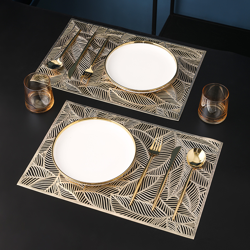 Nordic Placemat Leaves Hollow out Heat Insulation Non-Slip PVC Placemat Tea Table Decorative Pad Restaurant Western Food Tray Mat