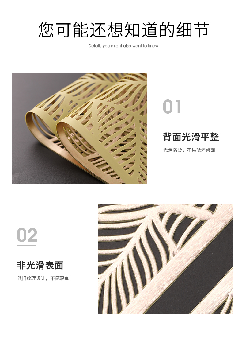 Nordic Placemat Leaves Hollow out Heat Insulation Non-Slip PVC Placemat Tea Table Decorative Pad Restaurant Western Food Tray Mat Nordic Placemat Leaves Hollow out Heat Insulation Non-Slip PVC Placemat Tea Table Decorative Pad Restaurant Western Food Tray Mat