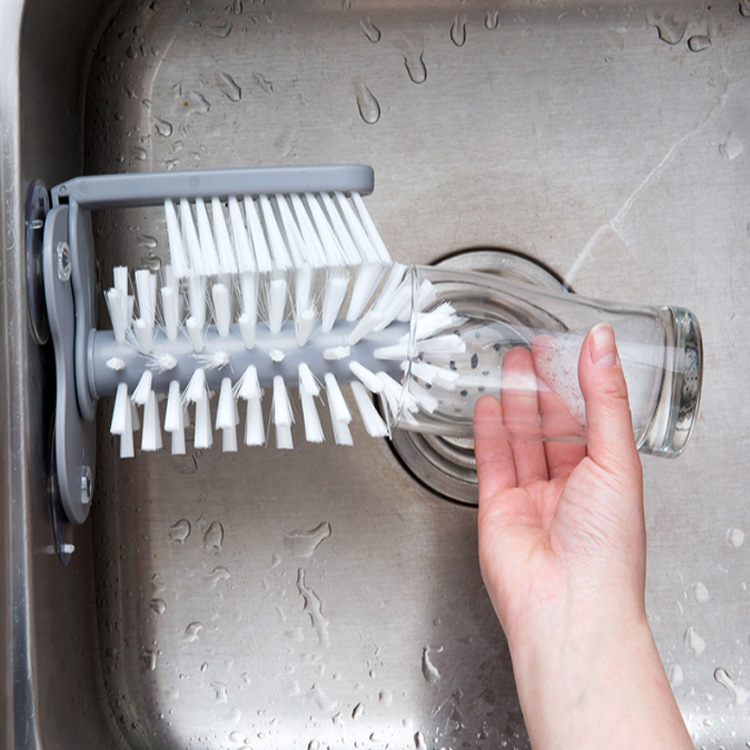 Creative Wall Suction Lazy Cup Brush Glass Cup Cleaning Brush Kitchen Rotating Water Cup Teacup Brush Cup Brush