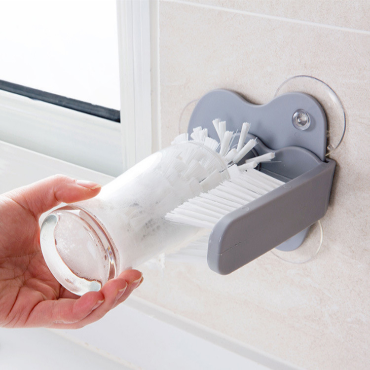 Creative Wall Suction Lazy Cup Brush Glass Cup Cleaning Brush Kitchen Rotating Water Cup Teacup Brush Cup Brush