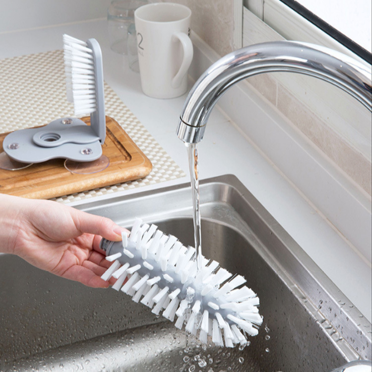 Creative Wall Suction Lazy Cup Brush Glass Cup Cleaning Brush Kitchen Rotating Water Cup Teacup Brush Cup Brush