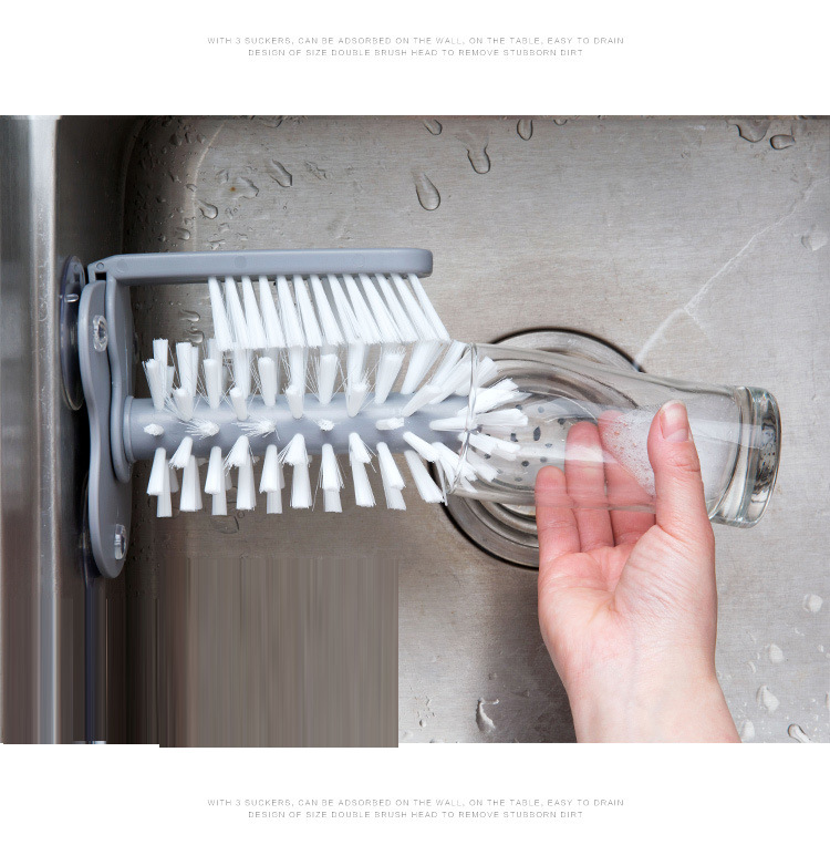 Creative Wall Suction Lazy Cup Brush Glass Cup Cleaning Brush Kitchen Rotating Water Cup Teacup Brush Cup Brush