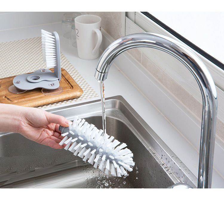 Creative Wall Suction Lazy Cup Brush Glass Cup Cleaning Brush Kitchen Rotating Water Cup Teacup Brush Cup Brush