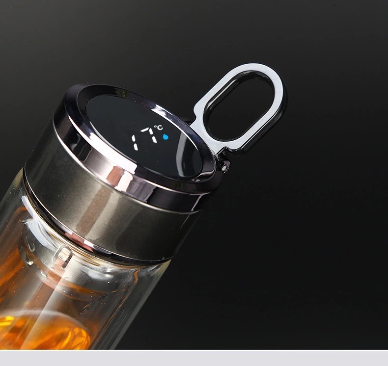 Temperature Display Smart Glass Cup Ins Style Creative Double Layer Transparent Large Capacity Water Cup Gift Cup Printed Logo Temperature Display Smart Glass Cup Ins Style Creative Double Layer Transparent Large Capacity Water Cup Gift Cup Printed Logo