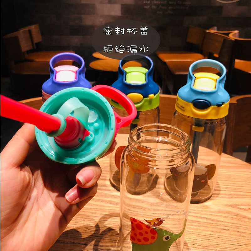 Little Handsome Children Cute Cartoon Glass Cup with Straw with Cup Cover Insulation Gift Cup Gift Wholesale