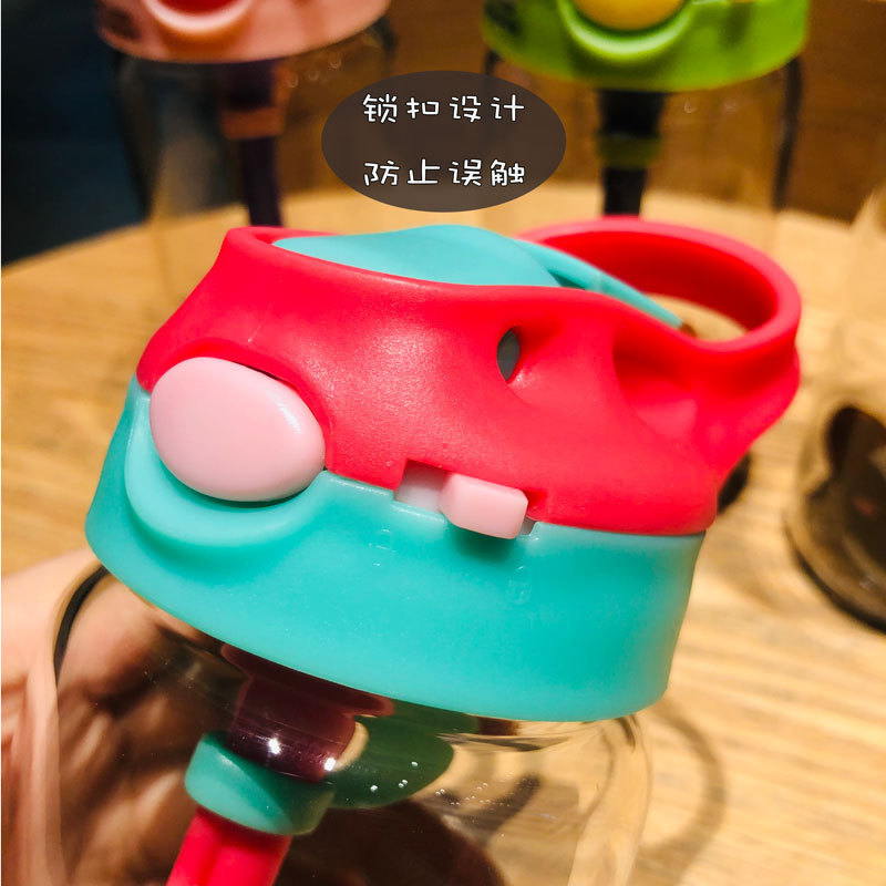 Little Handsome Children Cute Cartoon Glass Cup with Straw with Cup Cover Insulation Gift Cup Gift Wholesale