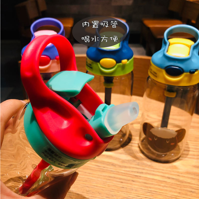 Little Handsome Children Cute Cartoon Glass Cup with Straw with Cup Cover Insulation Gift Cup Gift Wholesale