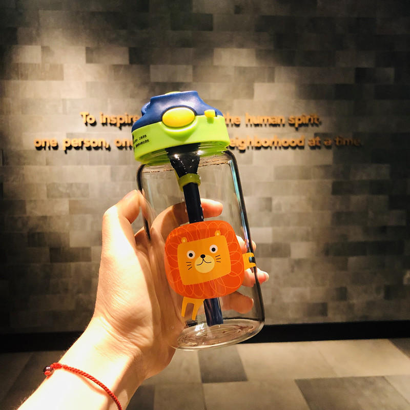Little Handsome Children Cute Cartoon Glass Cup with Straw with Cup Cover Insulation Gift Cup Gift Wholesale