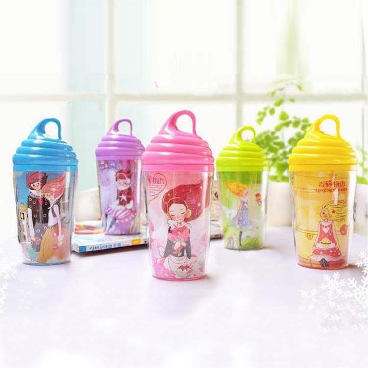 Cloth Cover Sealed Leak-Proof Sports Cup Cute Cartoon Animal Cloth Cover Glass Cup with Lanyard