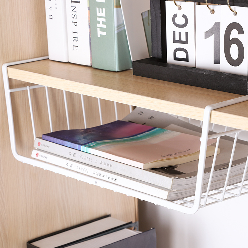 Dormitory Hanging Basket Bedroom Hanging Basket Cabinet Compartment Iron Storage Rack Wardrobe and Cabinet under Table Hook Storage Rack
