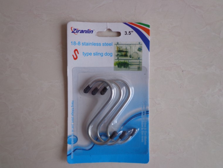3pc3.5 inch S hook, S hook, 4mm thick iron, galvanized and chrome plated