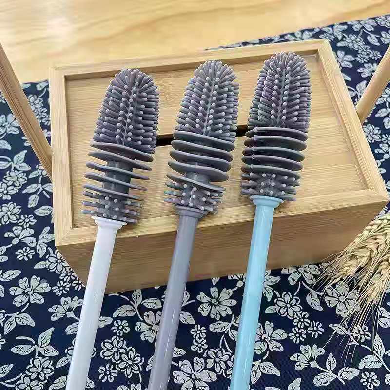Long Handle Silicone Cup Brush Artifact Household Kitchen Cleaning Baby Bottle Brush Glass Cup Insulated Mug Brush