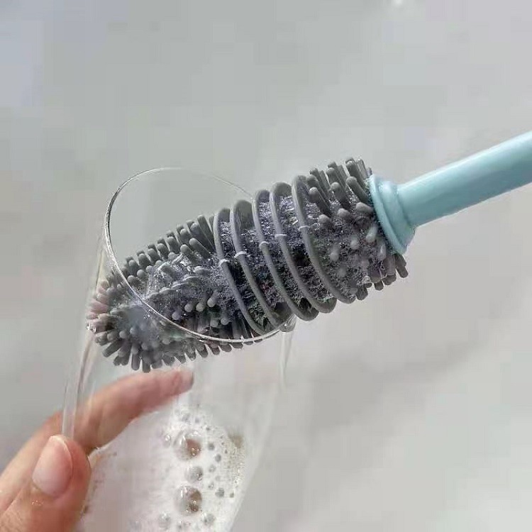 Long Handle Silicone Cup Brush Artifact Household Kitchen Cleaning Baby Bottle Brush Glass Cup Insulated Mug Brush