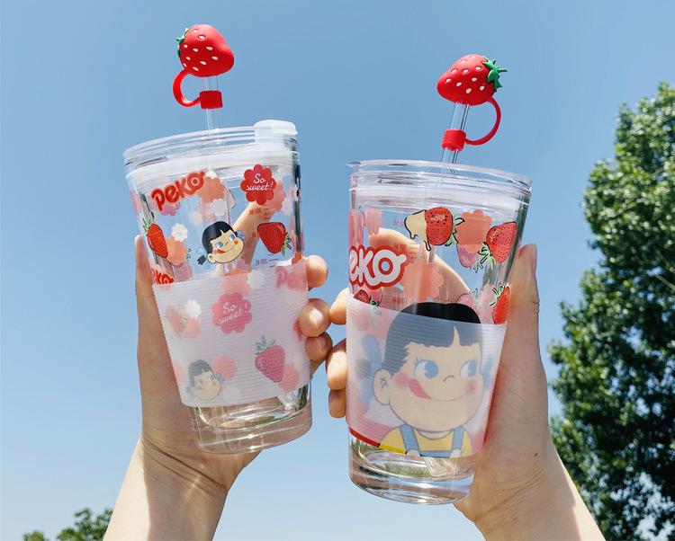 Cute Strawberry Glass Cup Student Ins Japanese Cartoon Straw Graduated Glass Creative Girlish Heart Pink Cup Cute Strawberry Glass Cup Student Ins Japanese Cartoon Straw Graduated Glass Creative Girlish Heart Pink Cup