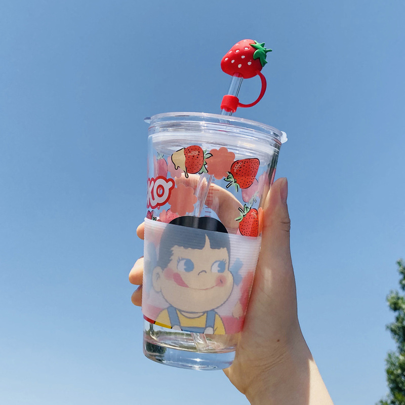 Cute Strawberry Glass Cup Student Ins Japanese Cartoon Straw Graduated Glass Creative Girlish Heart Pink Cup Cute Strawberry Glass Cup Student Ins Japanese Cartoon Straw Graduated Glass Creative Girlish Heart Pink Cup