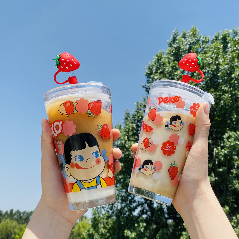 Cute Strawberry Glass Cup Student Ins Japanese Cartoon Straw Graduated Glass Creative Girlish Heart Pink Cup Cute Strawberry Glass Cup Student Ins Japanese Cartoon Straw Graduated Glass Creative Girlish Heart Pink Cup