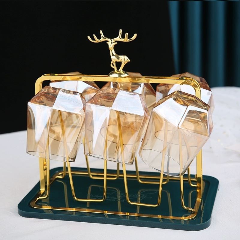 Golden Arch Cup Holder Arch Water Cup Holder Household Storage Rack Living Room Storage Glass Cup Rack Rack Draining