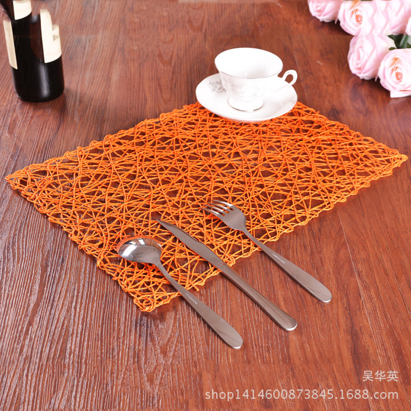  square hollowed-out heat insulation dinner pad home fashion hand-woven anti-slip coasters.