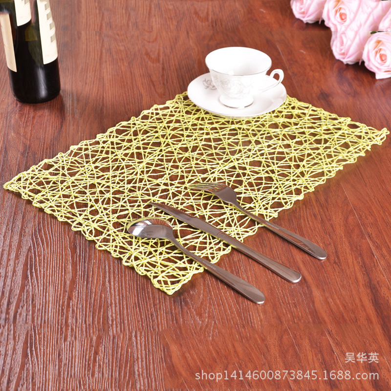  square hollowed-out heat insulation dinner pad home fashion hand-woven anti-slip coasters.