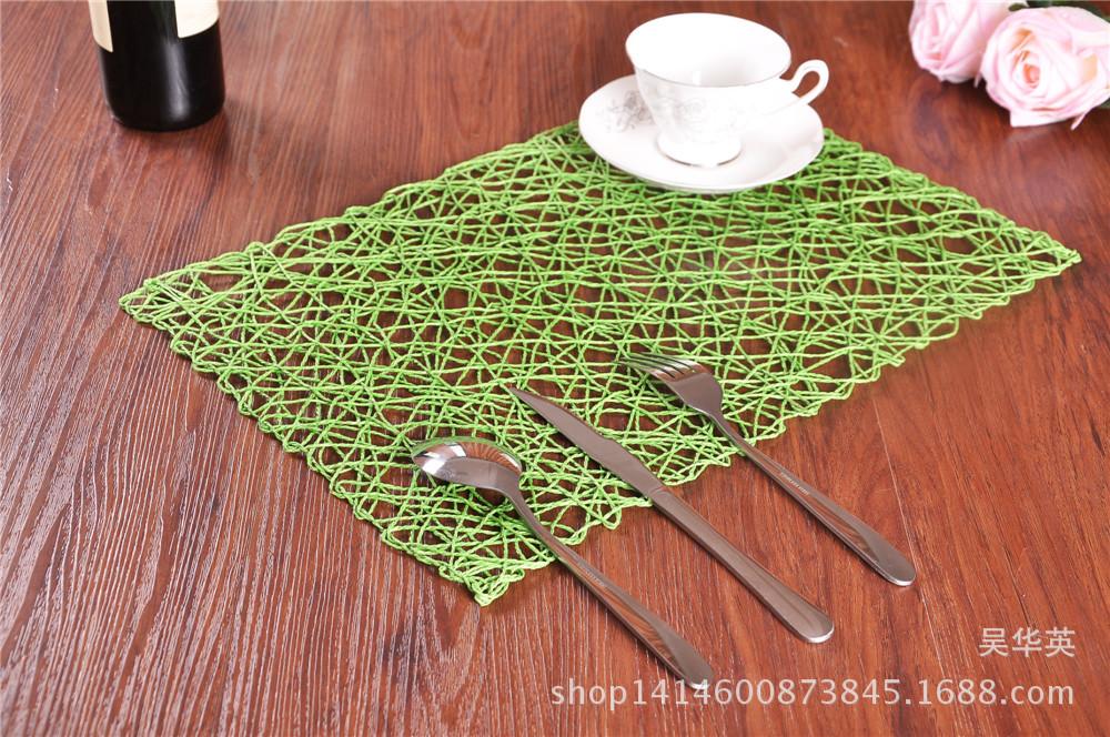  square hollowed-out heat insulation dinner pad home fashion hand-woven anti-slip coasters.